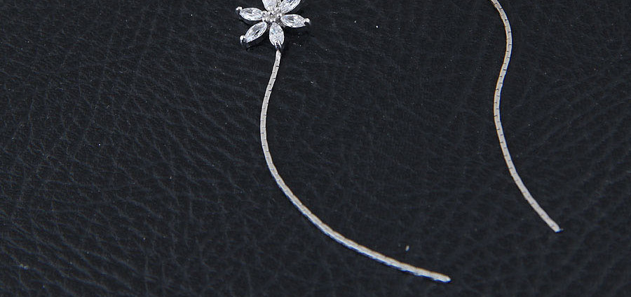 Sweet Silver Color Flowers Decorated Long Tassel Earrings,Drop Earrings