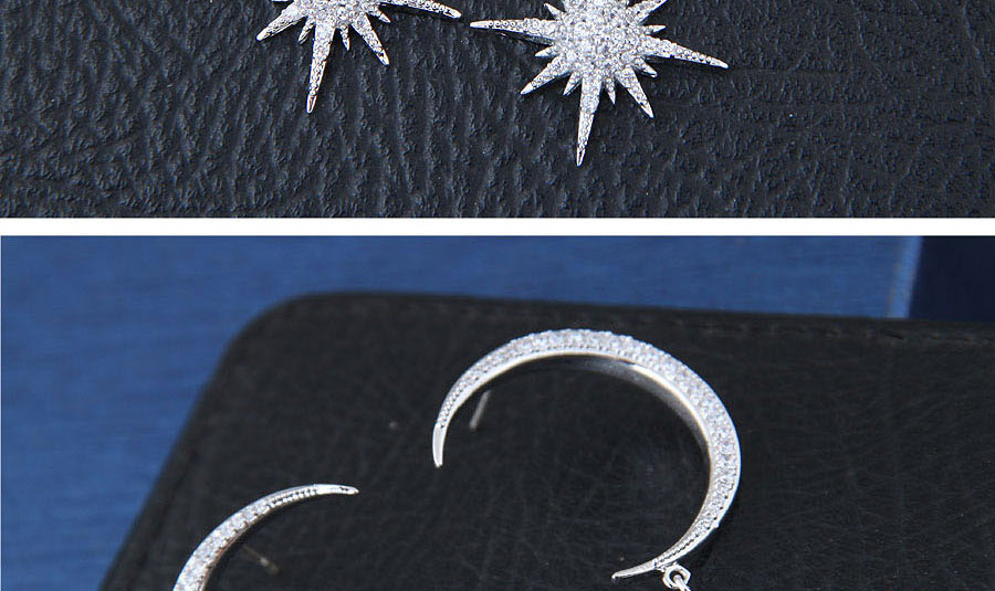 Sweet Silver Color Moon&sun Shape Design Pure Color Earrings,Drop Earrings