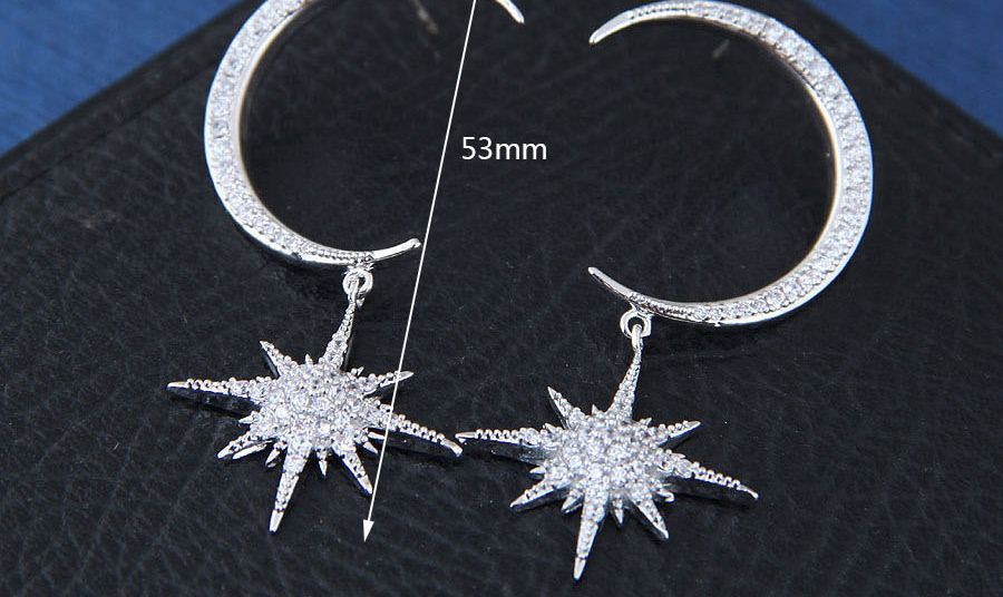 Sweet Silver Color Moon&sun Shape Design Pure Color Earrings,Drop Earrings