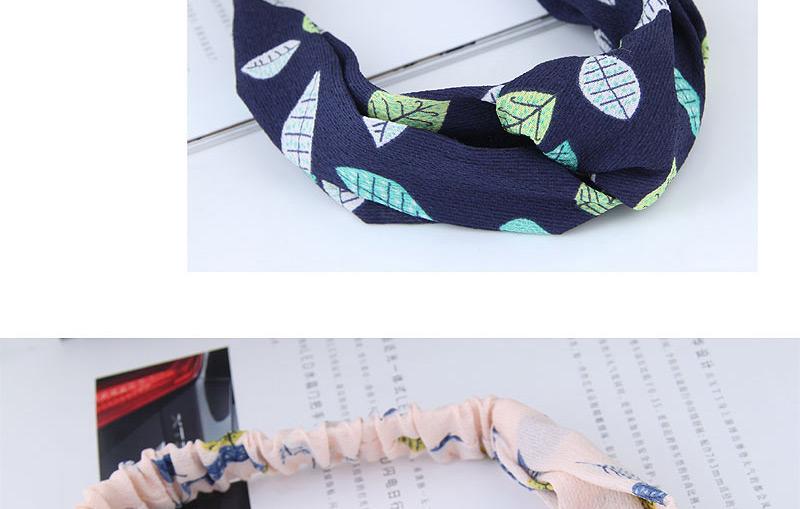 Sweet Navy Leaf Pattern Decorated Wide Hair Band,Hair Ribbons