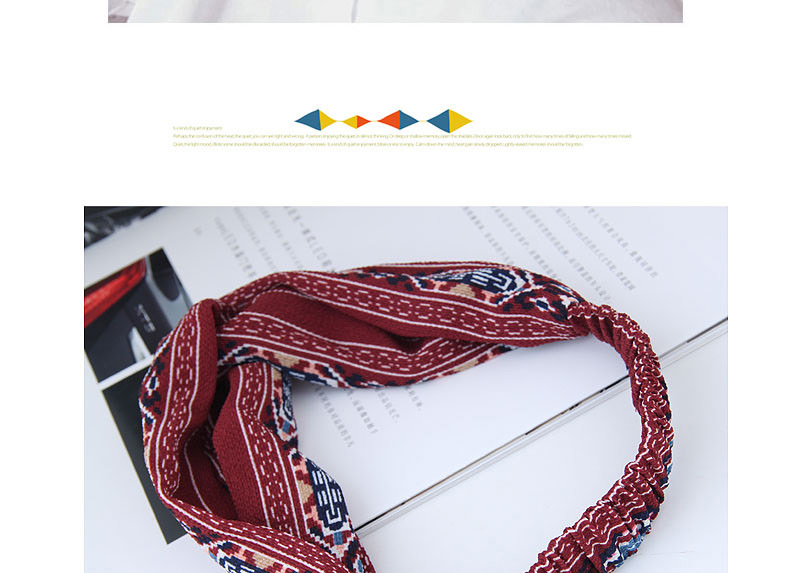 Sweet Navy Geometric Shape Pattern Decorated Hair Band,Hair Ribbons