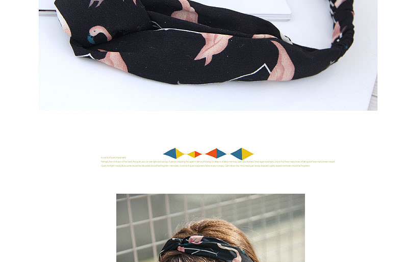 Sweet Black Flamingo Pattern Decorated Wide Hair Band,Hair Ribbons