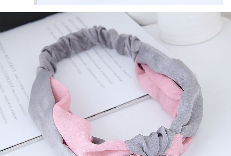 Sweet Pink+gray Cross Shape Design Wide Hair Band,Hair Ribbons