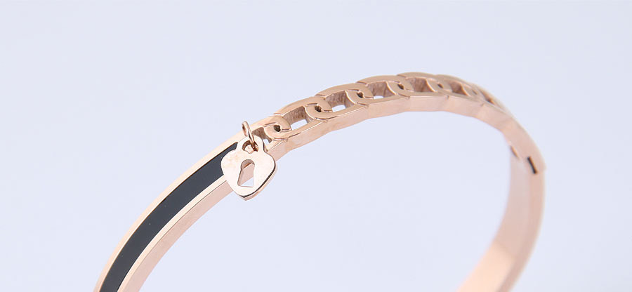 Elegant Rose Gold Heart Shape Decorated Simple Bracelet,Bracelets