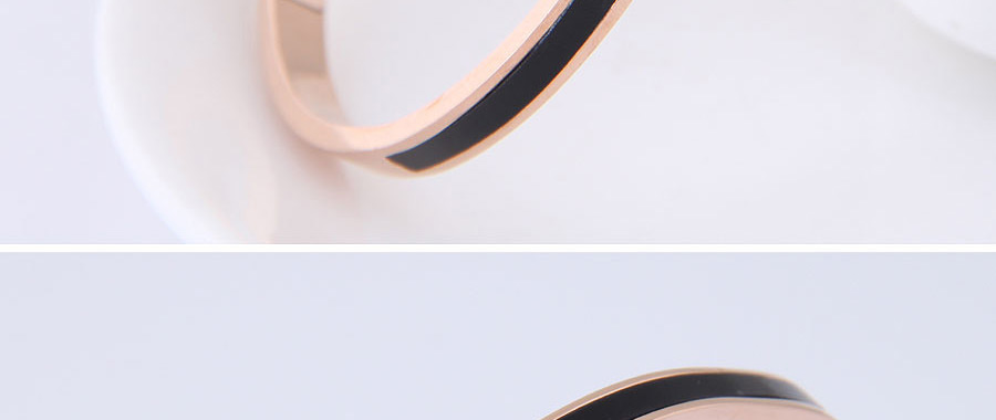 Elegant Rose Gold+black Round Diamond Decorated Bracelet,Bracelets