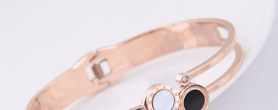 Elegant Rose Gold Diamond Decorated Double Layer Bracelet,Bracelets