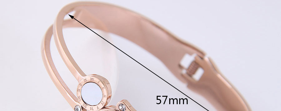 Elegant Rose Gold Diamond Decorated Double Layer Bracelet,Bracelets