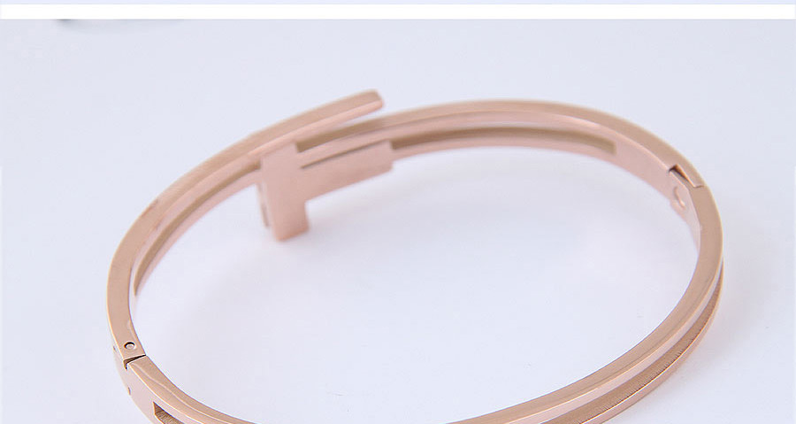 Elegant Rose Gold+white T Shape Design Double Layer Bracelet,Bracelets