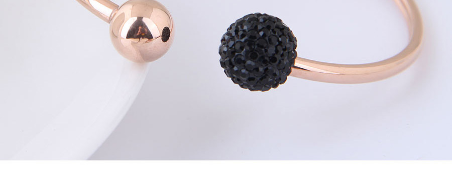 Elegant Rose Gold+black Round Ball Decorated Opening Bracelet,Bracelets