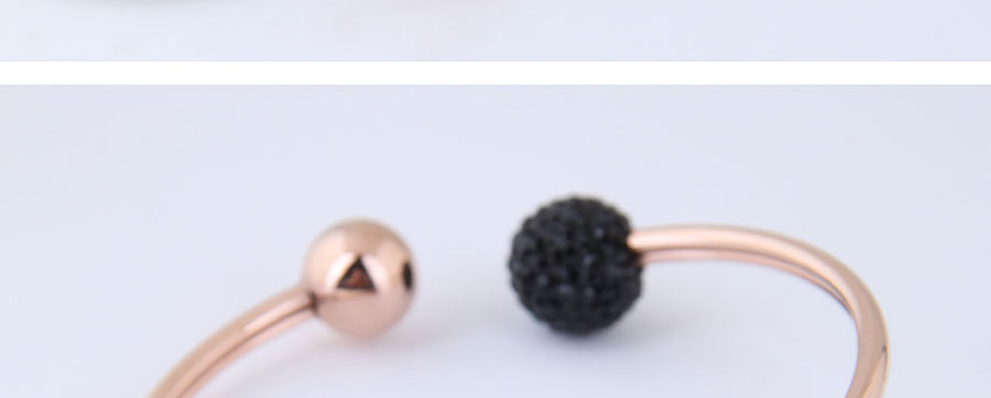 Elegant Rose Gold+black Round Ball Decorated Opening Bracelet,Bracelets