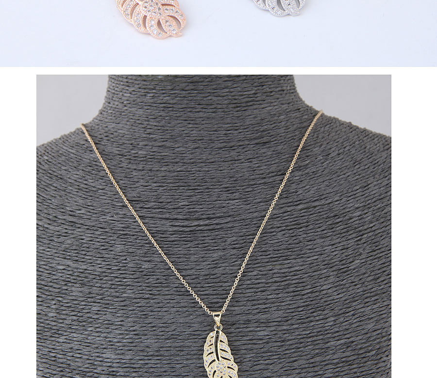 Elegant Silver Color Hollow Out Leaf Pendant Decorated Necklace,Pendants