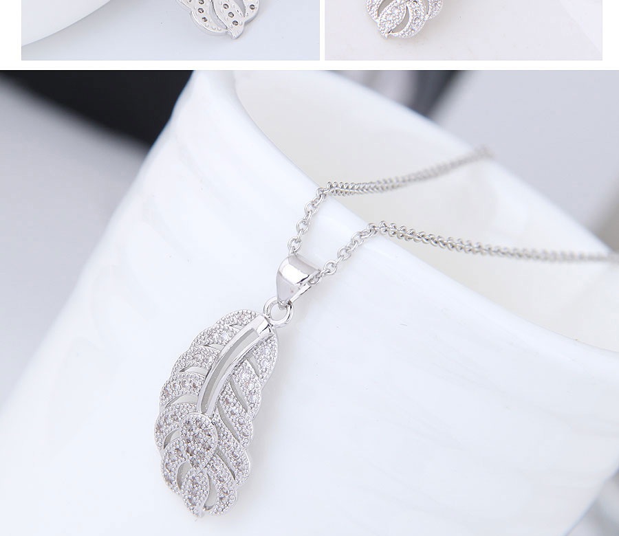 Elegant Silver Color Hollow Out Leaf Pendant Decorated Necklace,Pendants