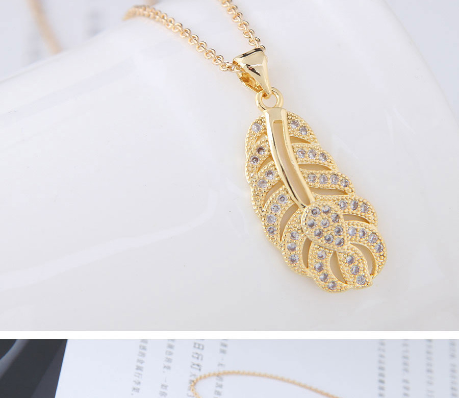 Elegant Gold Color Hollow Out Leaf Pendant Decorated Necklace,Pendants