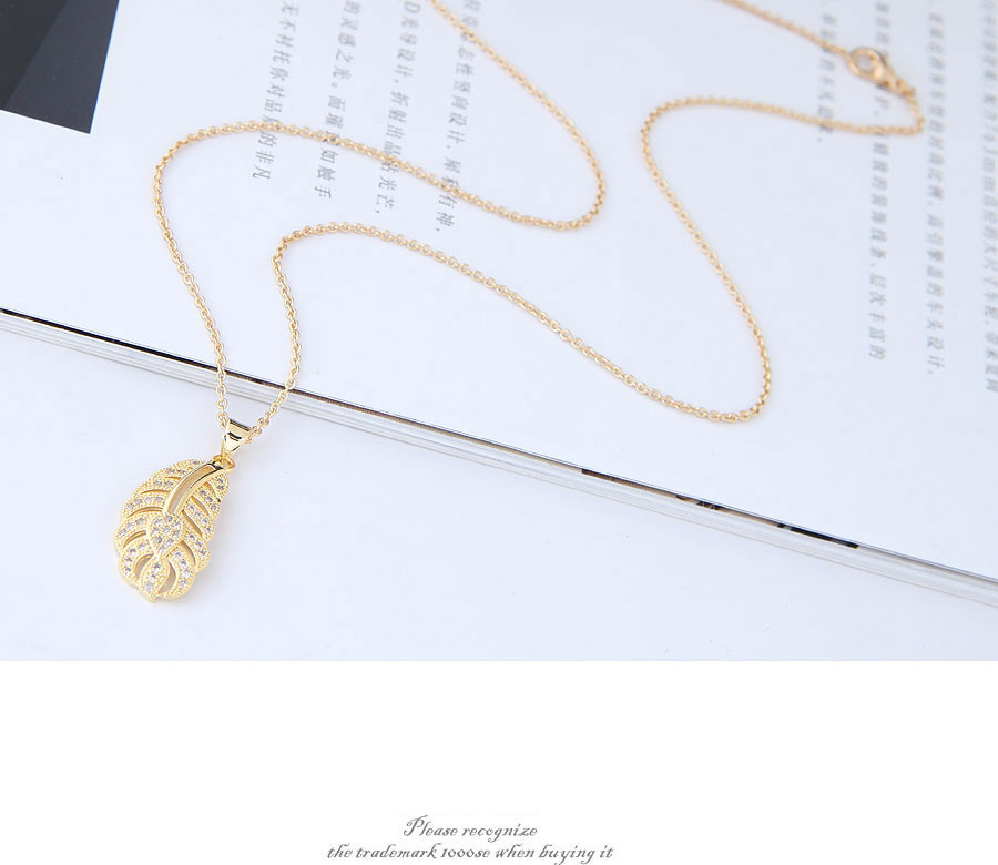 Elegant Gold Color Hollow Out Leaf Pendant Decorated Necklace,Pendants