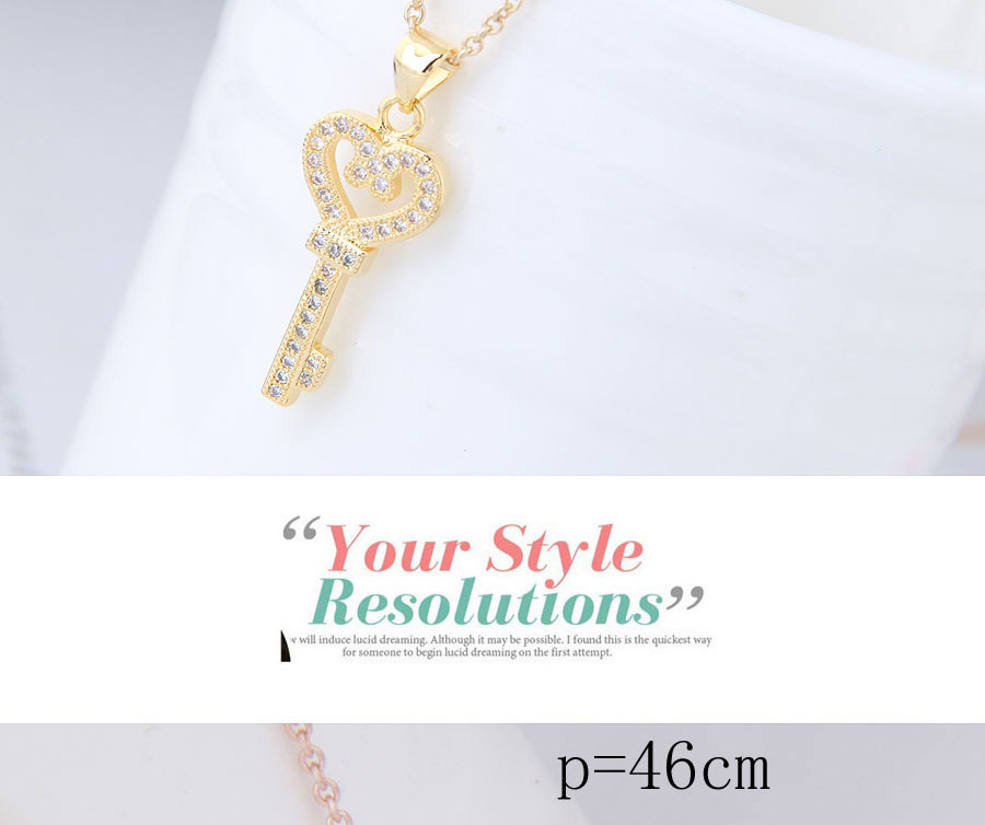 Elegant Rose Gold Ket Pendant Decorated Necklace,Pendants