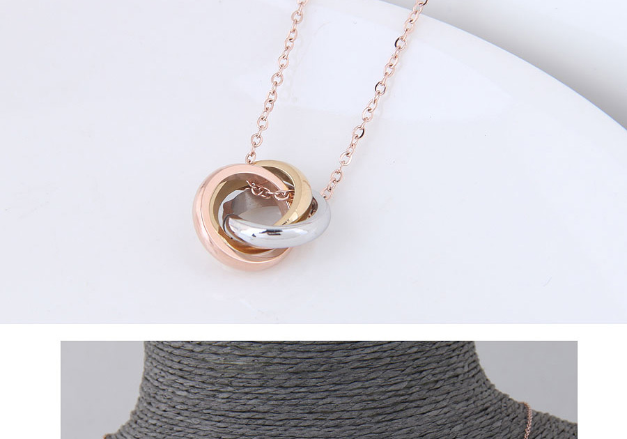 Elegant Multi-color Circular Rings Decorated Necklace,Necklaces