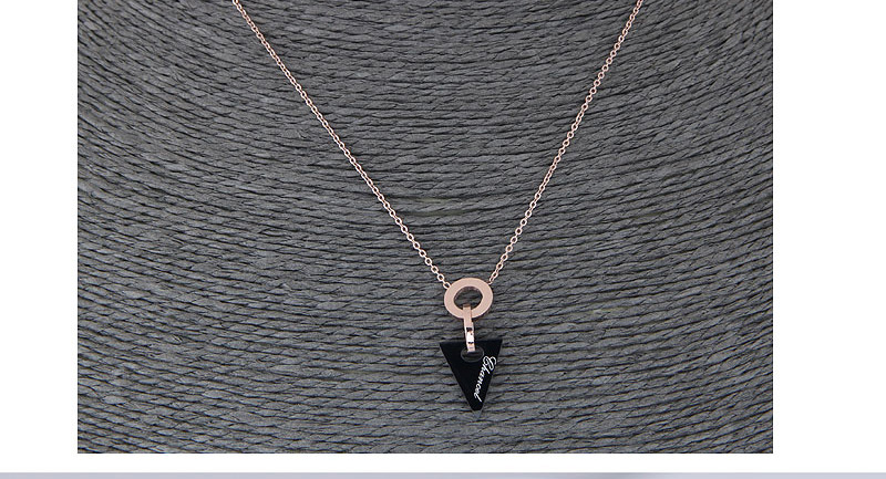 Elegant Black Triangle Shape Pendant Decorated Necklace,Necklaces