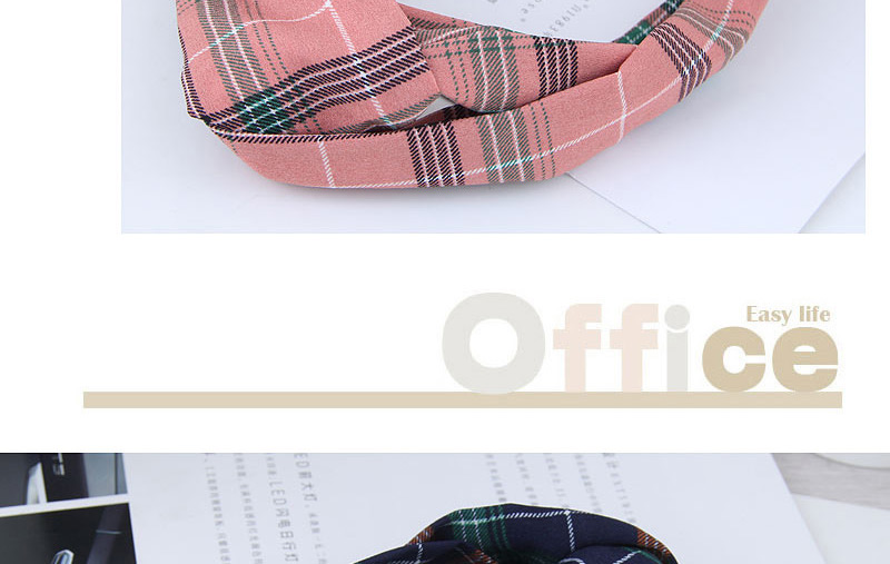 Fashion Navy Grid Pattern Decorated Hairband,Hair Ribbons