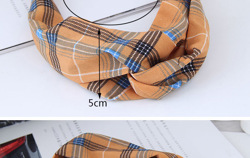 Fashion Navy Grid Pattern Decorated Hairband,Hair Ribbons