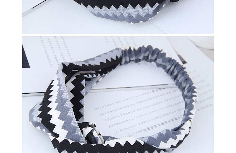 Fashion Gray+black Sawtooth Pattern Decorated Hairband,Hair Ribbons
