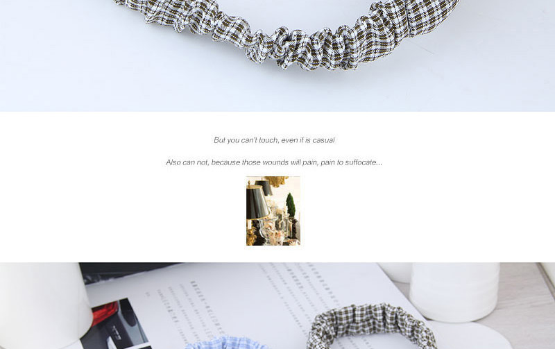 Fashion Light Blue Grid Pattern Decorated Simple Hairband,Hair Ribbons