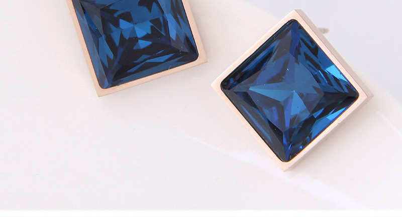 Fashion Blue Square Shape Decorated Earrings,Earrings
