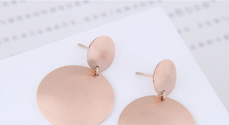 Fashion Rose Gold Round Shape Decorated Pure Color Earrings,Earrings