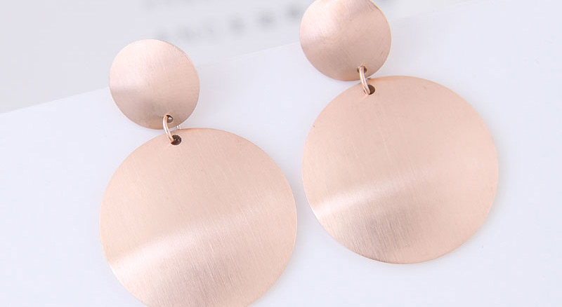 Fashion Rose Gold Round Shape Decorated Pure Color Earrings,Earrings