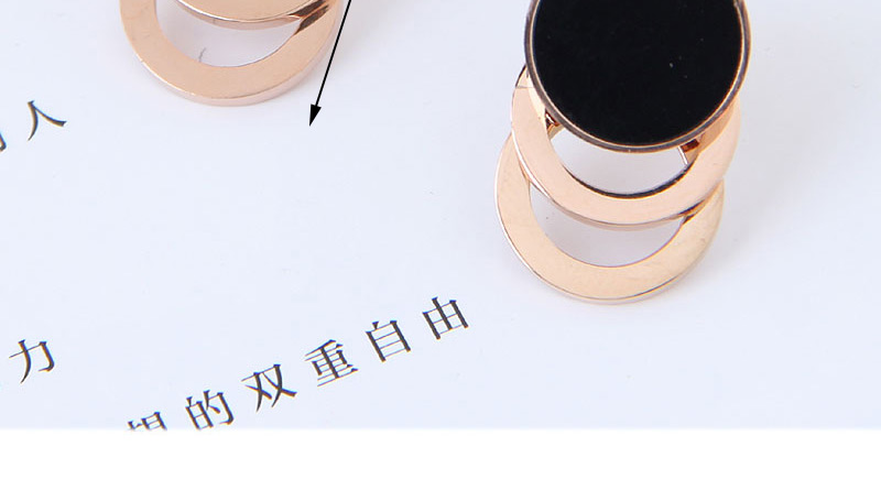 Fashion Rose Gold Round Shape Decorated Hollow Out Earrings,Earrings