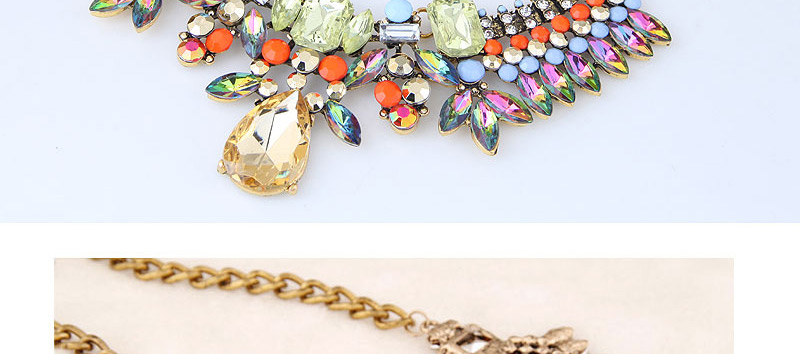 Fashion Multi-color Full Diamond Decorated Necklace,Bib Necklaces