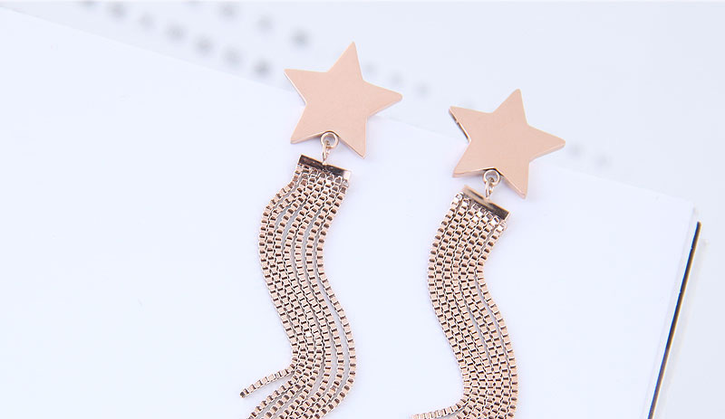 Fashion Rose Gold Star Shape Design Tassel Earrings,Earrings