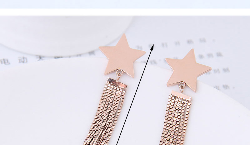 Fashion Rose Gold Star Shape Design Tassel Earrings,Earrings