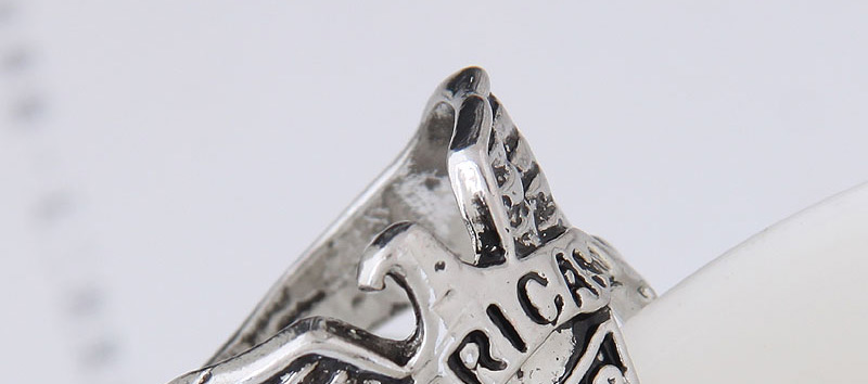 Vintage Silver Color Letter Pattern Decorated Ring,Fashion Rings