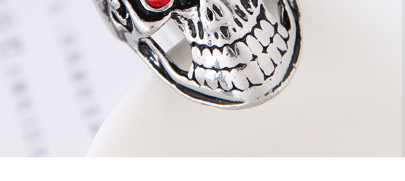 Vintage Silver Color+red Skull Shape Decorated Ring,Fashion Rings