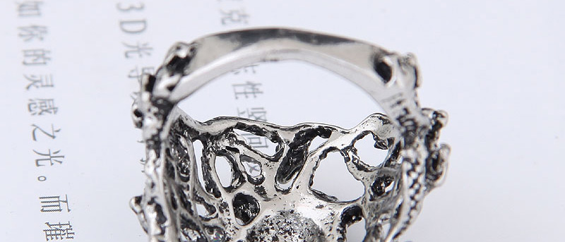 Vintage Silver Color Hollow Out Design Skull Ring,Fashion Rings