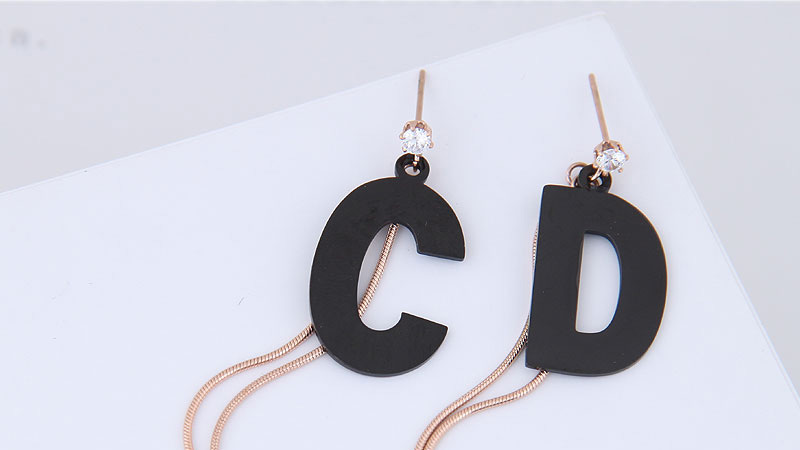 Fashion Black Letter Pattern Decorated Tassel Earrings,Earrings