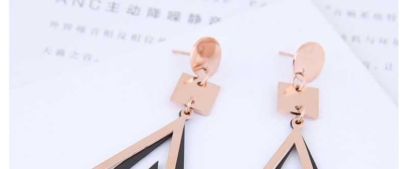 Fashion Rose Gold Geometric Shape Decorated Earrings,Earrings