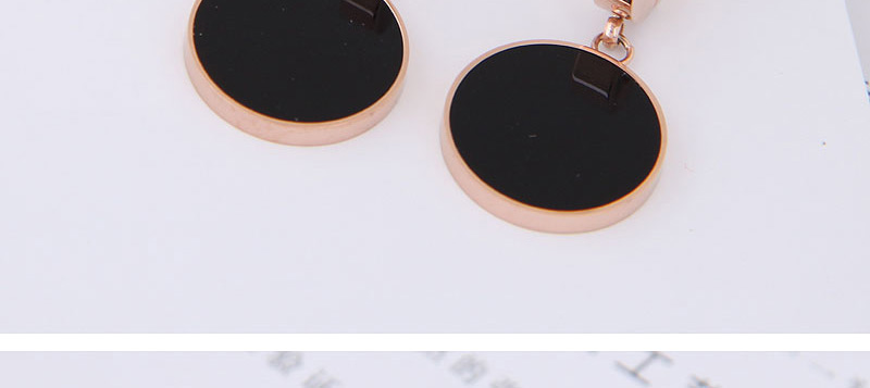 Fashion Black+rose Round Shape Decorated Earrings,Earrings