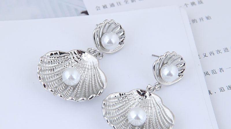 Elegant Silver Color Shell Shape Design Pure Color Earrings,Drop Earrings