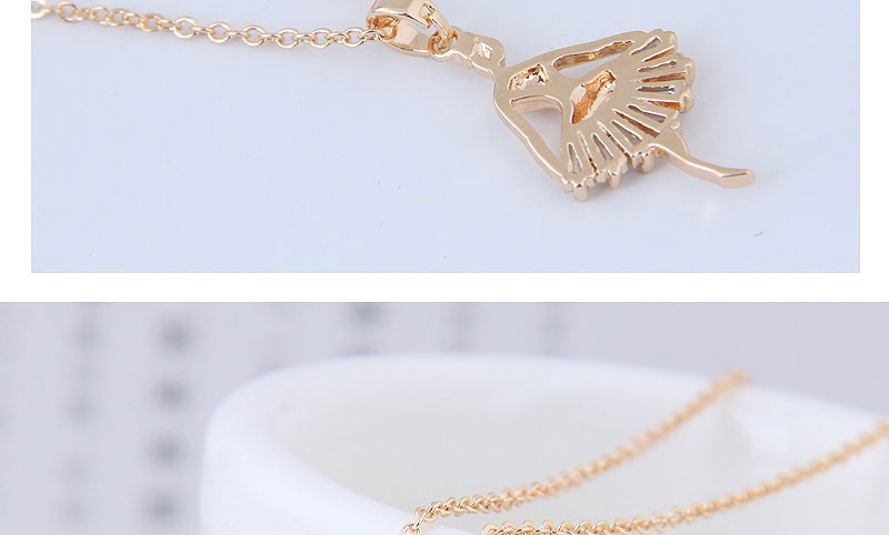 Elegant Gold Color Ballerina Girl Pendant Decorated Necklace,Necklaces