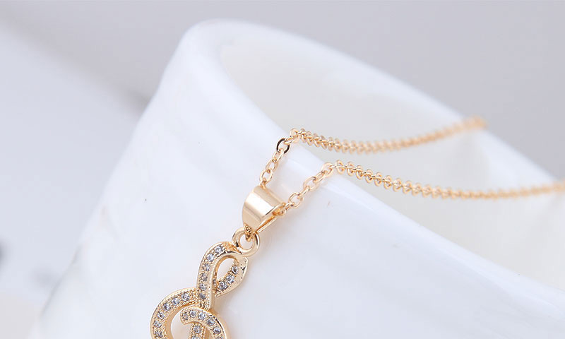 Elegant Gold Color Musical Note Pendant Decorated Necklace,Necklaces
