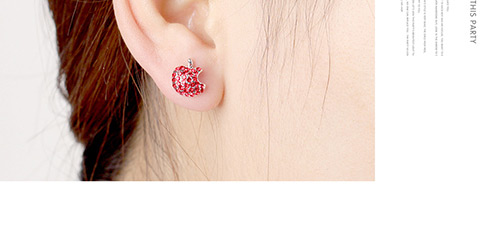 Fashion Red Apple Shape Decorated Earrings,Crystal Earrings