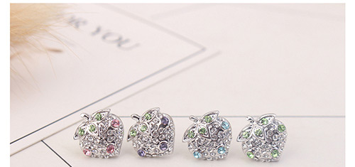 Fashion Purple+silver Color Strawberry Shape Decorated Earrings,Crystal Earrings