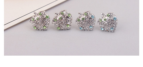 Fashion Blue+green Strawberry Shape Decorated Earrings,Crystal Earrings