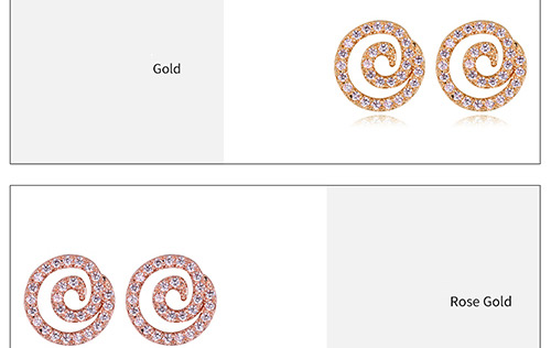Fashion Rose Gold Vortex Shape Decorated Simple Earrings,Crystal Earrings