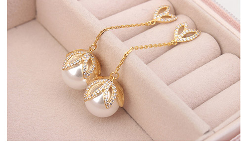 Fashion Rose Gold Pearls&diamond Decorated Long Earrings,Crystal Earrings