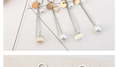 Fashion Multi-color Pearls&magic Cube Decorated Long Earrings,Crystal Earrings