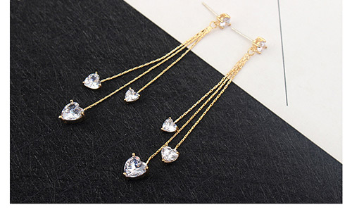 Fashion Rose Gold Heart Shape Decorated Long Earrings,Crystal Earrings