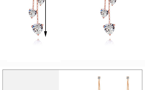 Fashion Champagne Heart Shape Decorated Long Earrings,Crystal Earrings