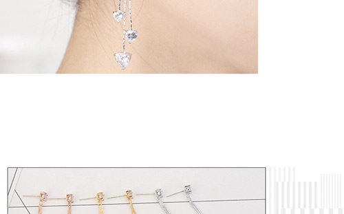 Fashion Silver Color Heart Shape Decorated Long Earrings,Crystal Earrings